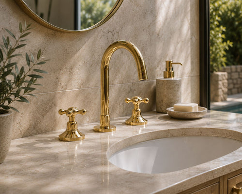 Solid Brass Three Holes Faucet with Lever Handle