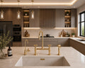Unlacquered Brass Bridge Kitchen Faucet with Side Sprayer