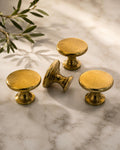 Handmade Unlacquered Brass Cabinet Knob – Round Mushroom Drawer Pull