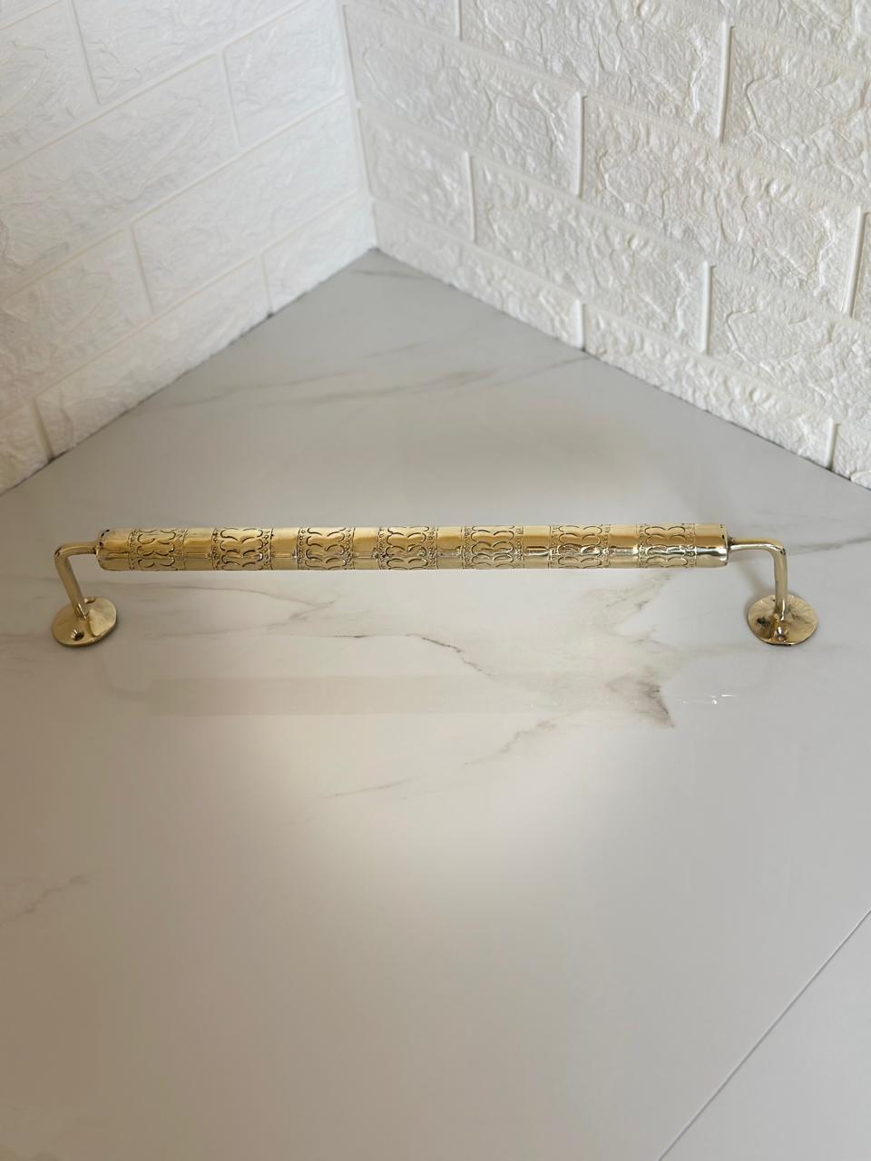 Handmade Moroccan Engraved Brass Towel Bar – Luxury Wall Mounted Bathroom Towel Rack