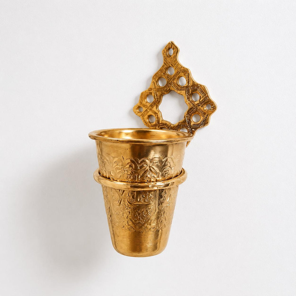 Handmade Unlacquered Brass Wall Mounted Toothbrush Holder