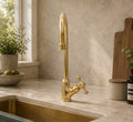 Unlacquered Brass Bar Kitchen Faucet | Cold Water Single Hole Cross Handle