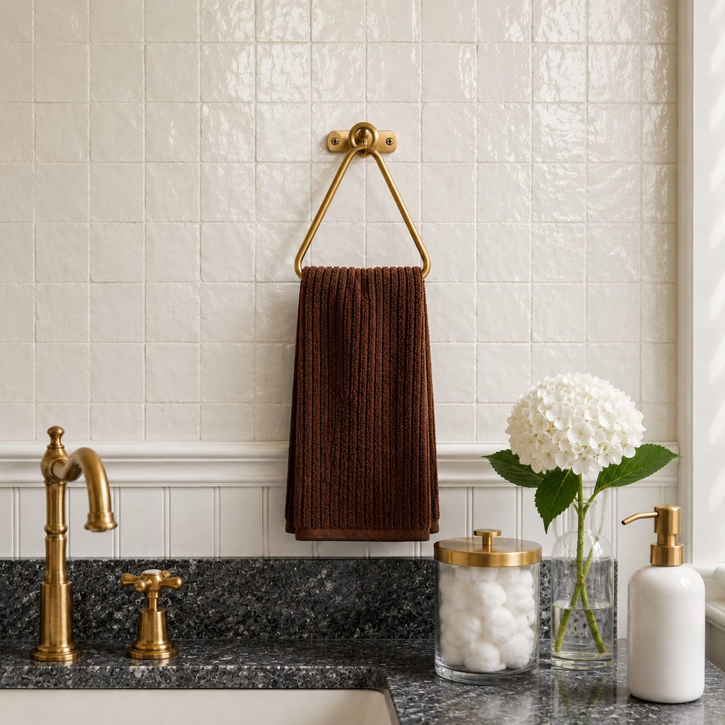 Solid Unlacquered Brass Towel Ring | Wall Mount Bathroom Decor
