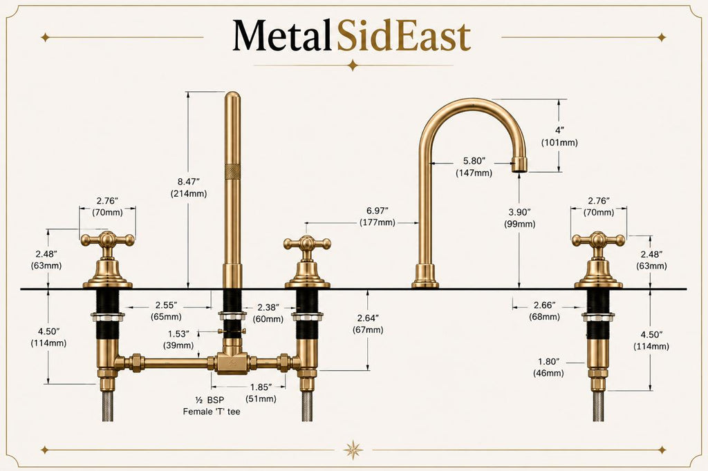Solid Brass Three Holes Faucet with Lever Handle