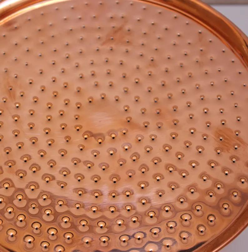 Unlacquered Copper Rain Shower Head with Brass Arm – Handmade Moroccan Shower System