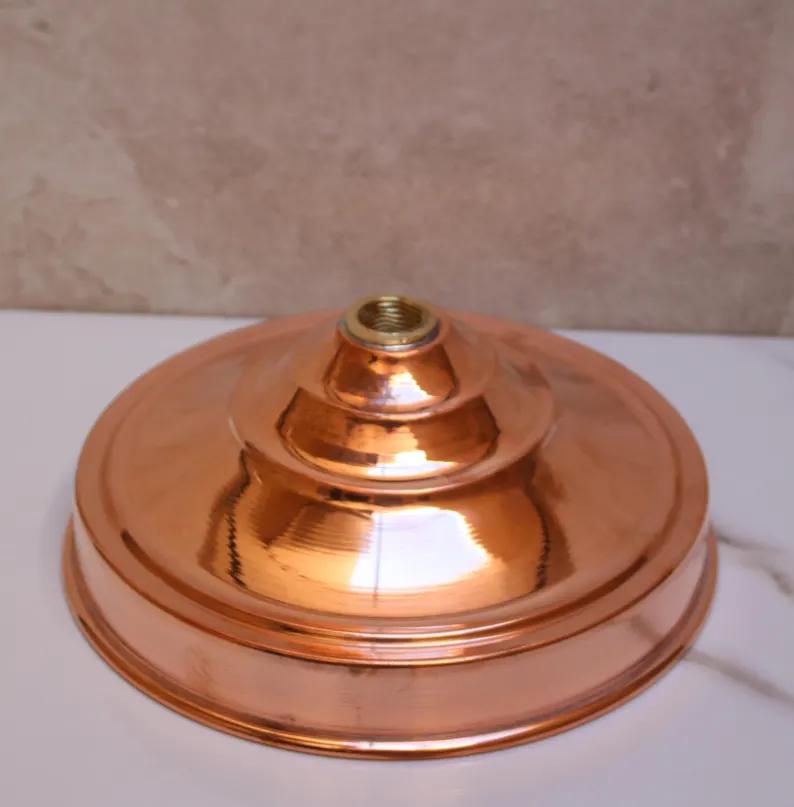 Unlacquered Copper Rain Shower Head with Brass Arm – Handmade Moroccan Shower System