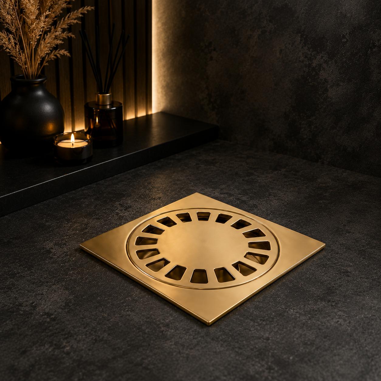 Handmade Unlacquered Brass Square Shower Drain – Luxury Floor Drain Cover