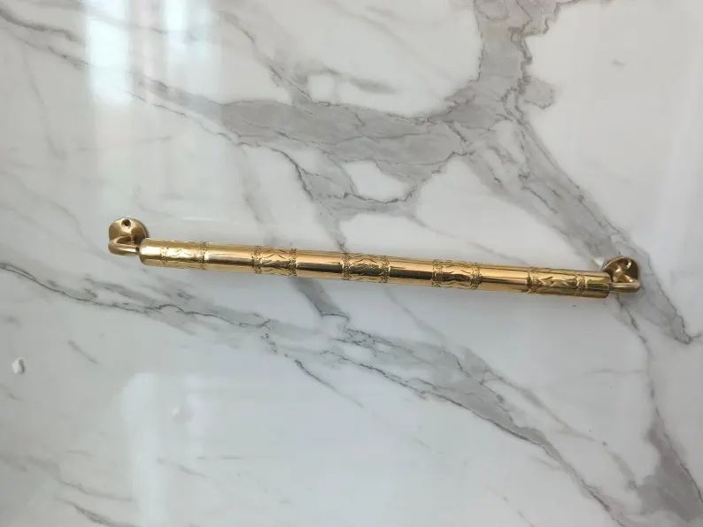 Handmade Moroccan Engraved Brass Towel Bar – Luxury Wall Mounted Bathroom Towel Rack