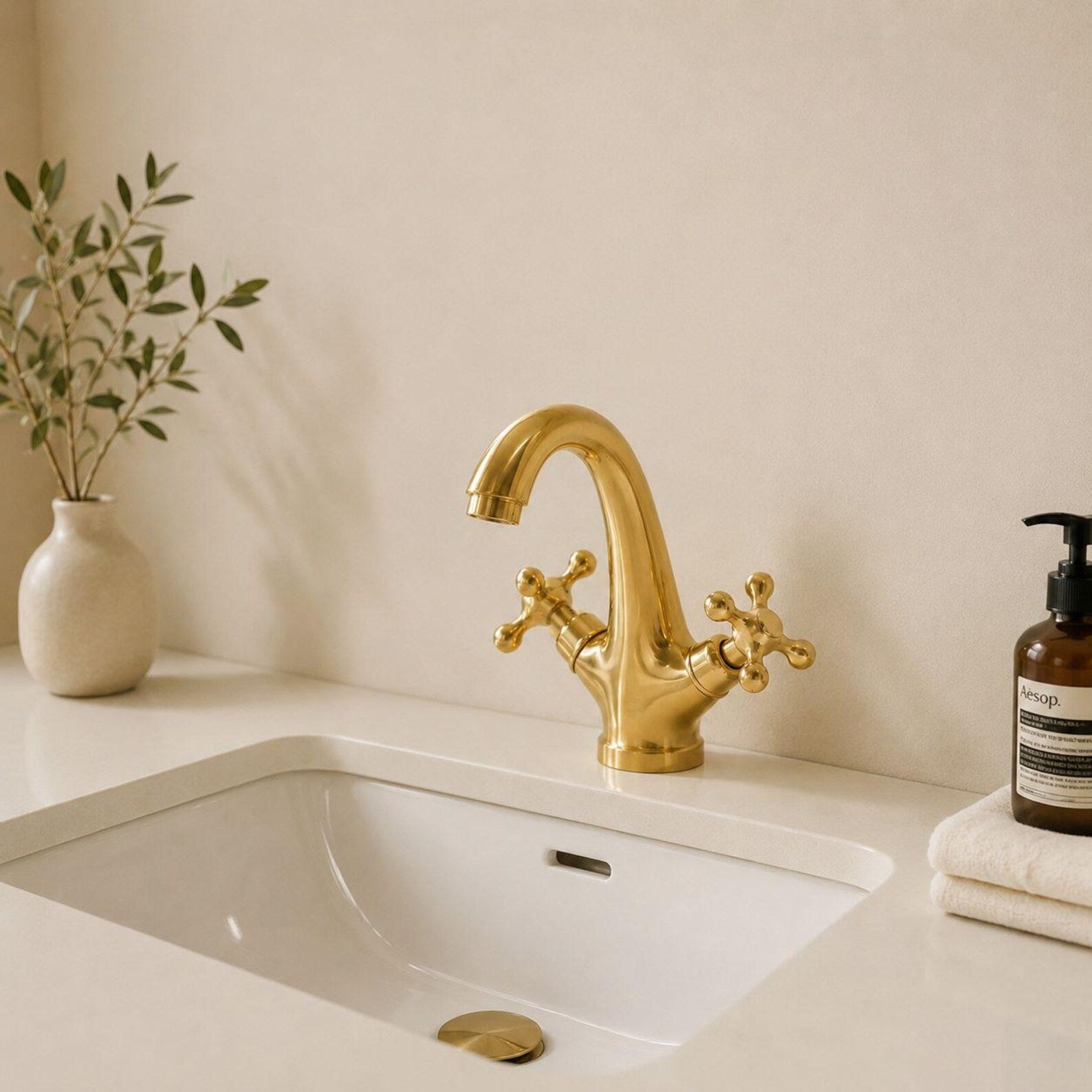 Single-Hole Bathroom Faucet – Unlacquered Brass