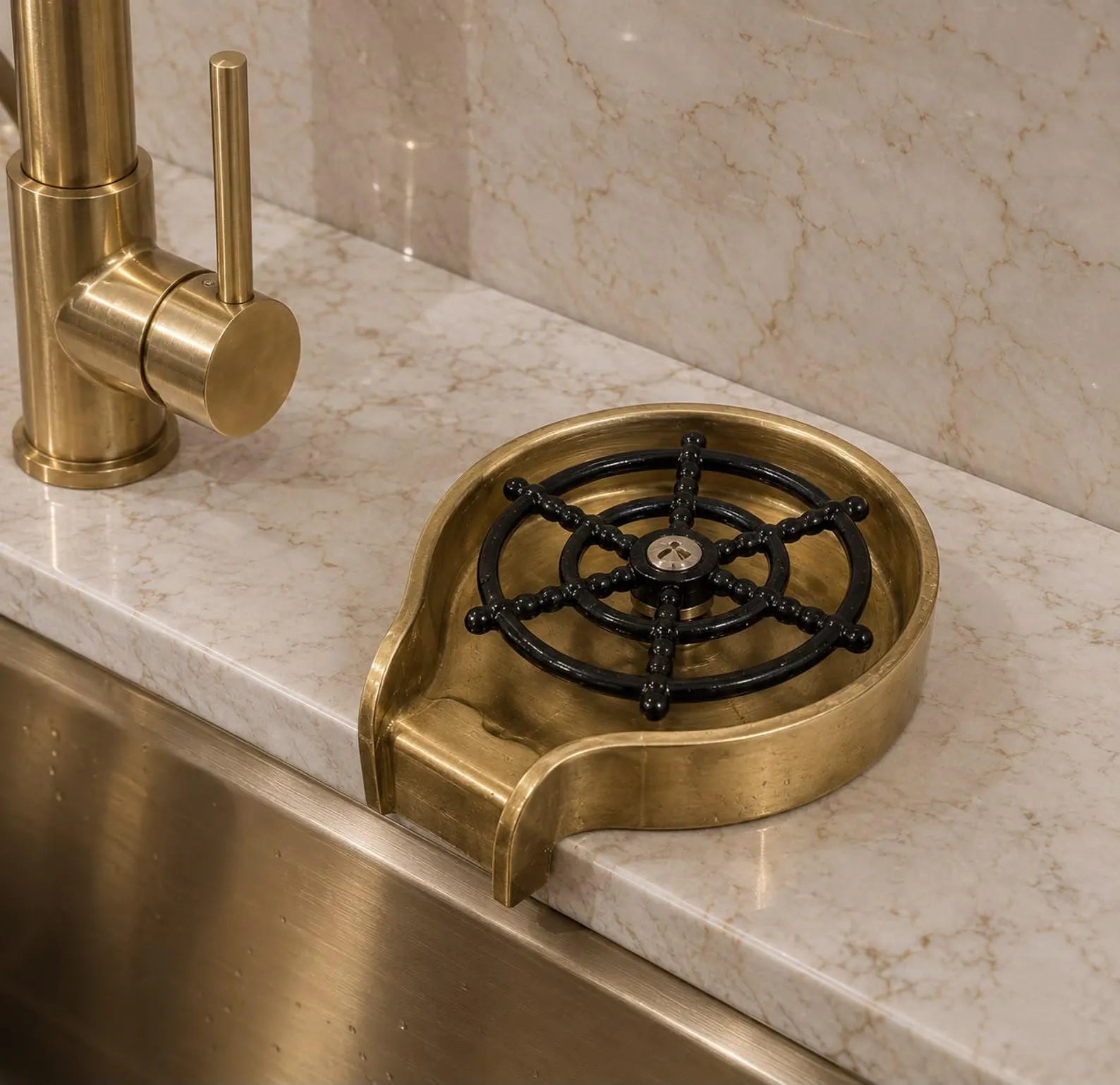 Unlacquered Brass Glass Rinser | Cup Washer for Kitchen Sink