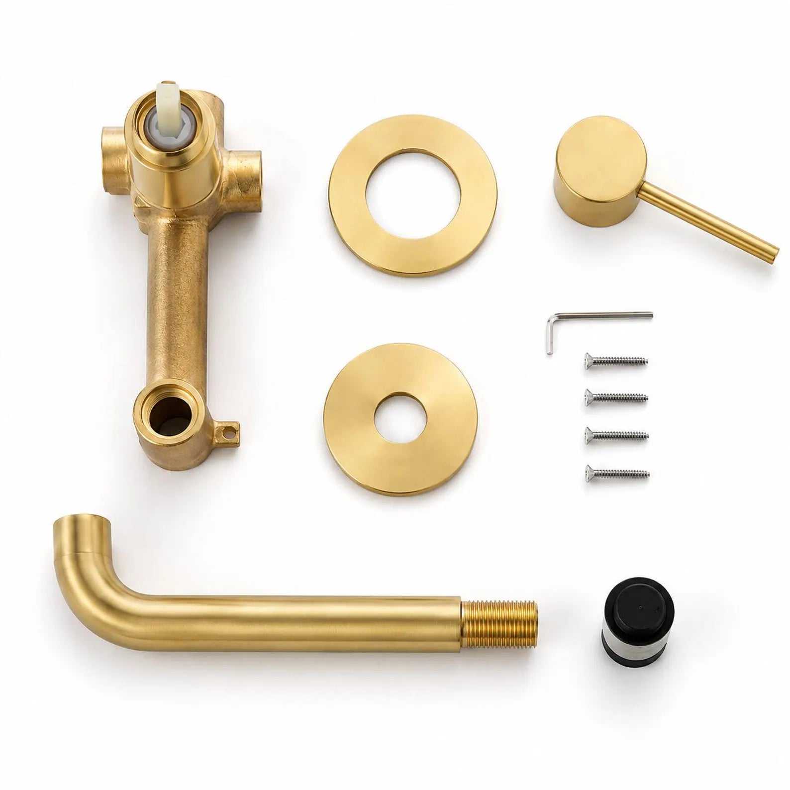 Oslo Single-Handle 2-Hole Wall Mounted Bathroom Faucet – Unlacquered Brass
