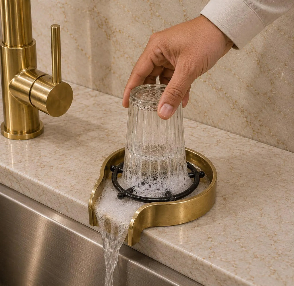 Unlacquered Brass Glass Rinser | Cup Washer for Kitchen Sink