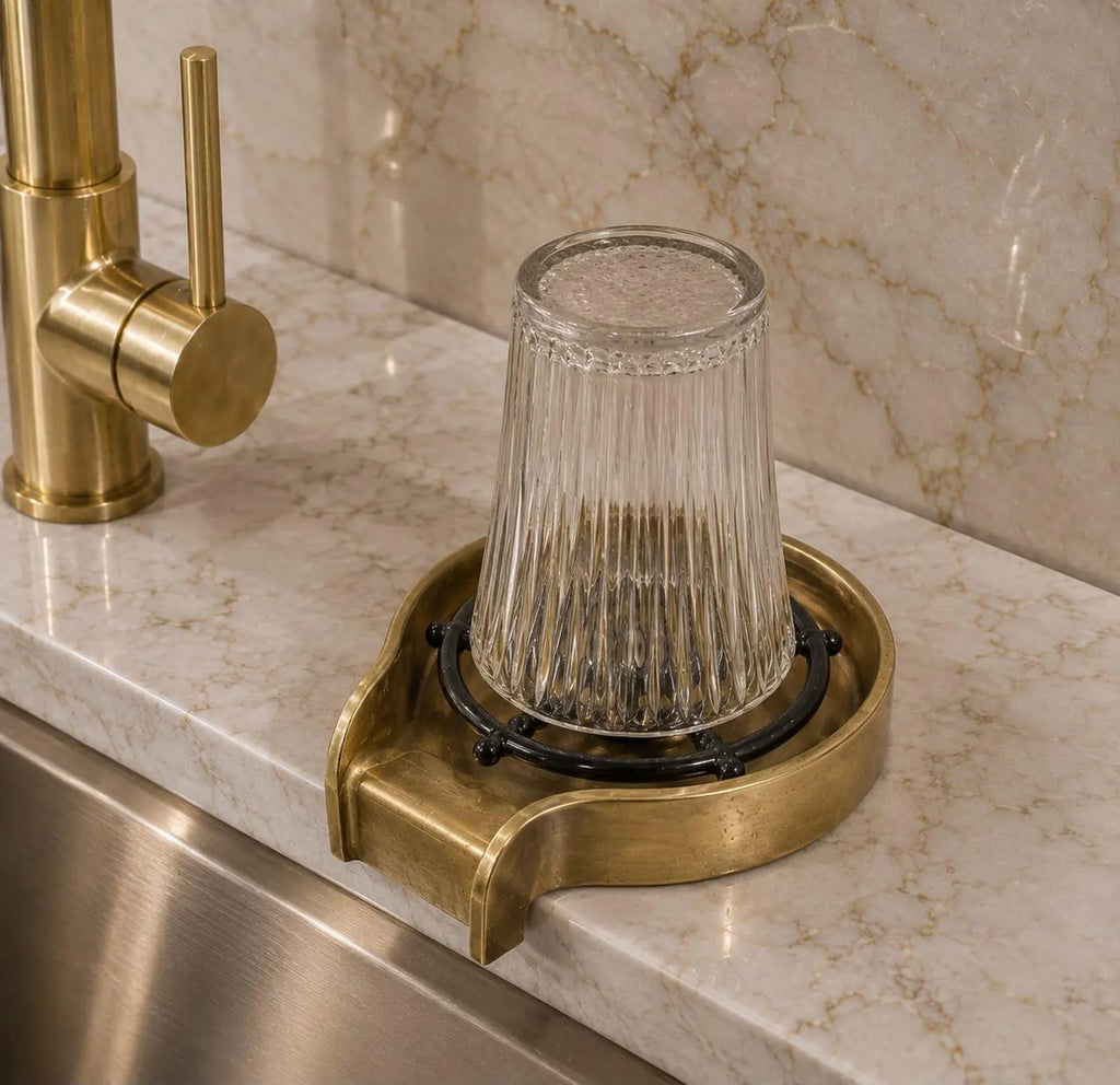 Unlacquered Brass Glass Rinser | Cup Washer for Kitchen Sink