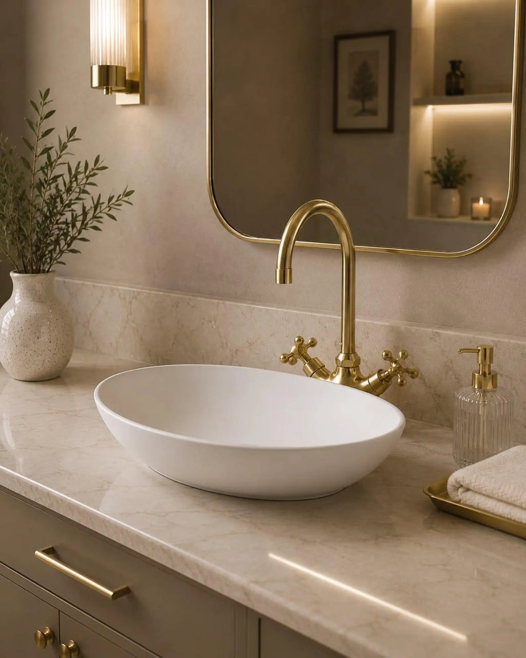 Unlacquered Brass Single Hole Kitchen Faucet | Swivel Spout Sink Bar Tap