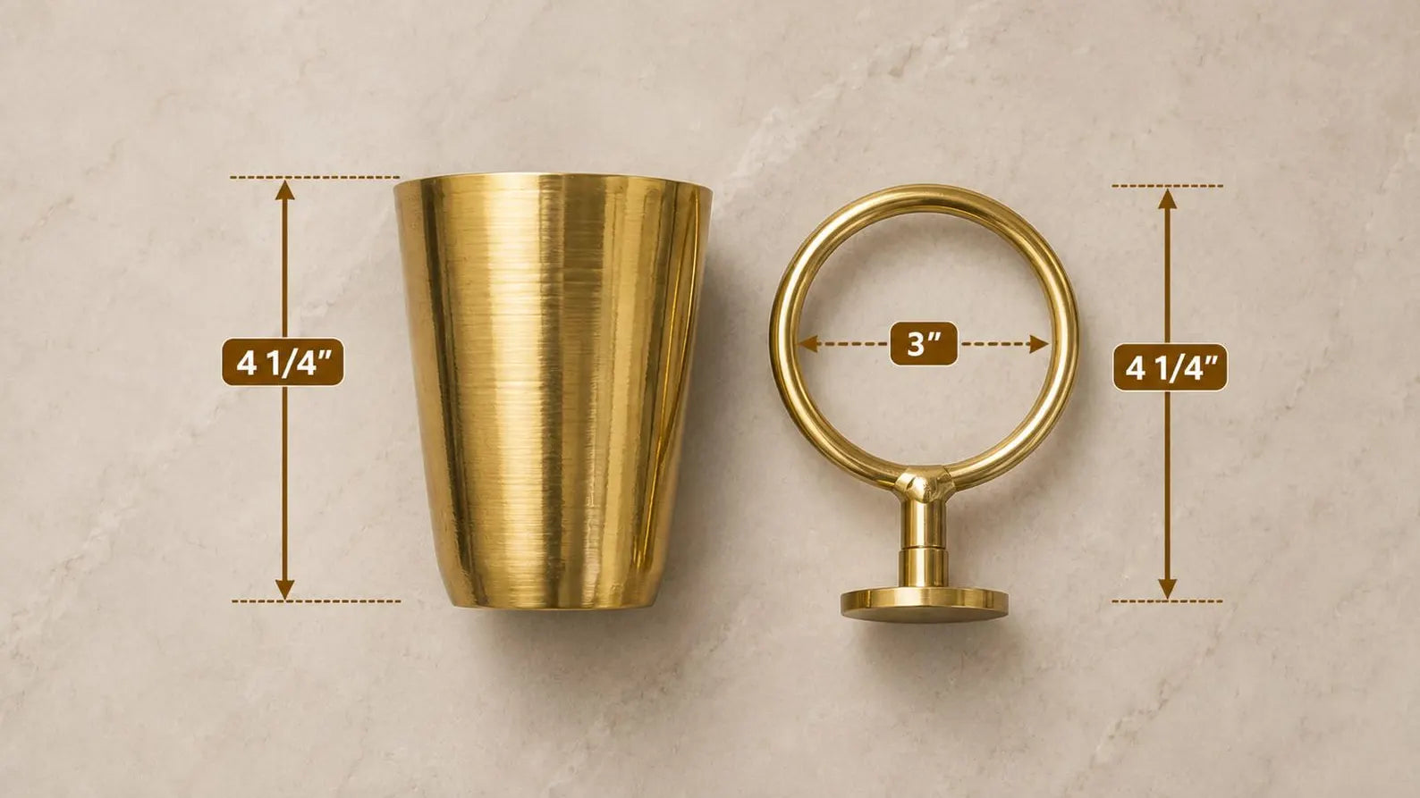 Unlacquered Brass Toothbrush Cup Holder | Wall Mount Bathroom Organizer