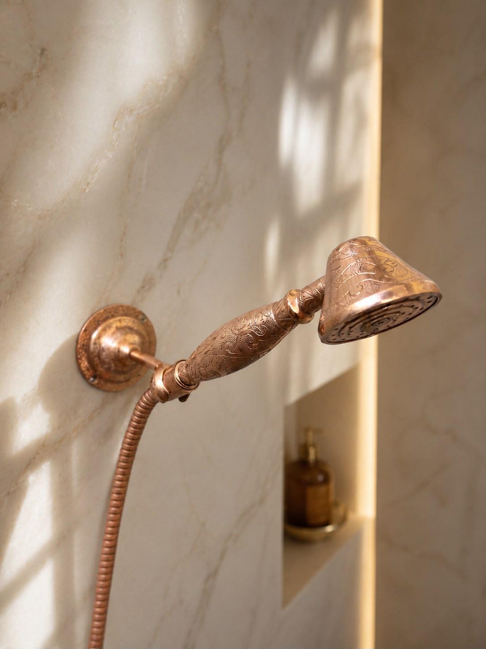 Unlacquered Copper Outdoor Shower System with Copper Showerhead | Handmade Rainfall Shower