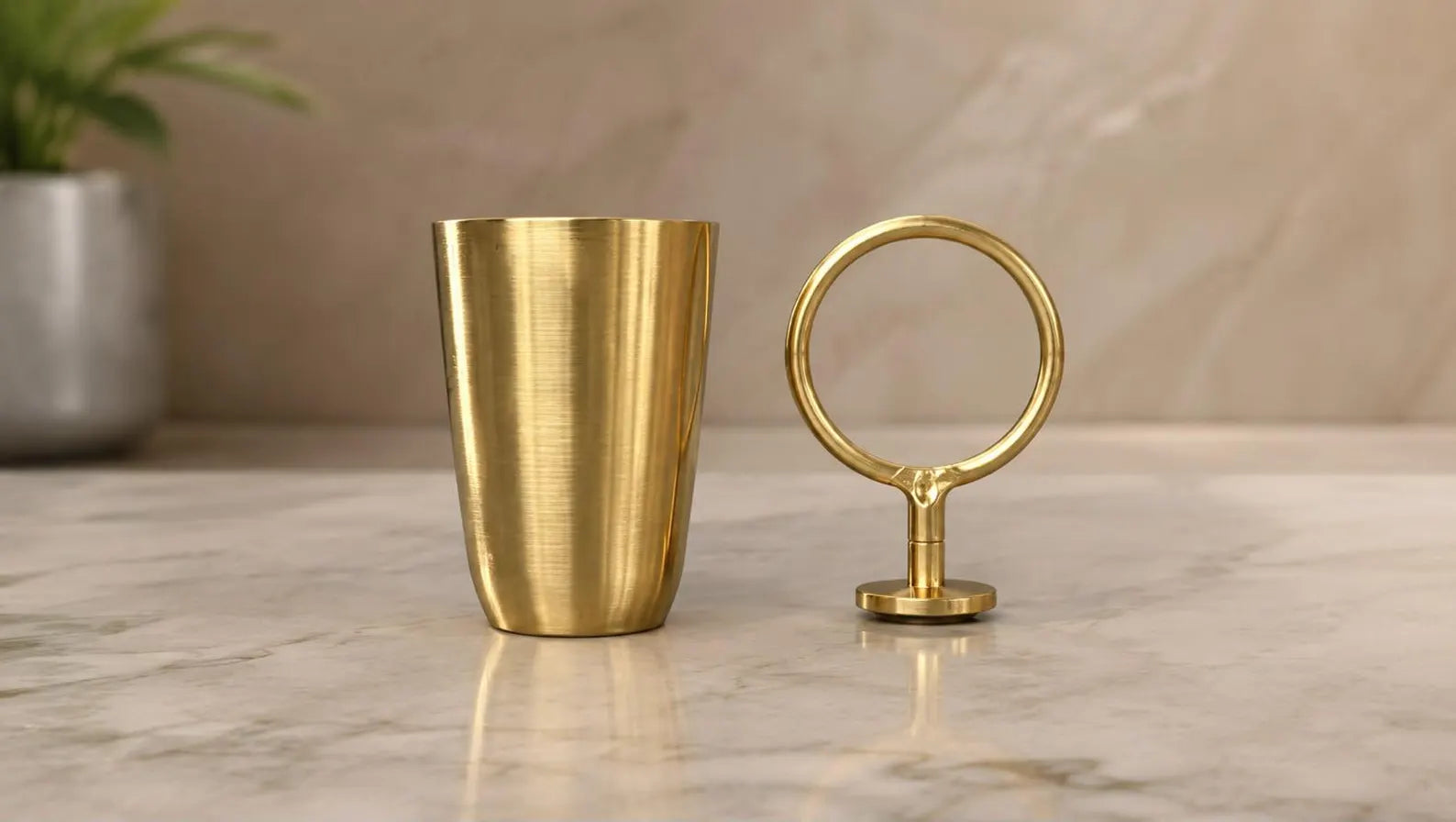 Unlacquered Brass Toothbrush Cup Holder | Wall Mount Bathroom Organizer