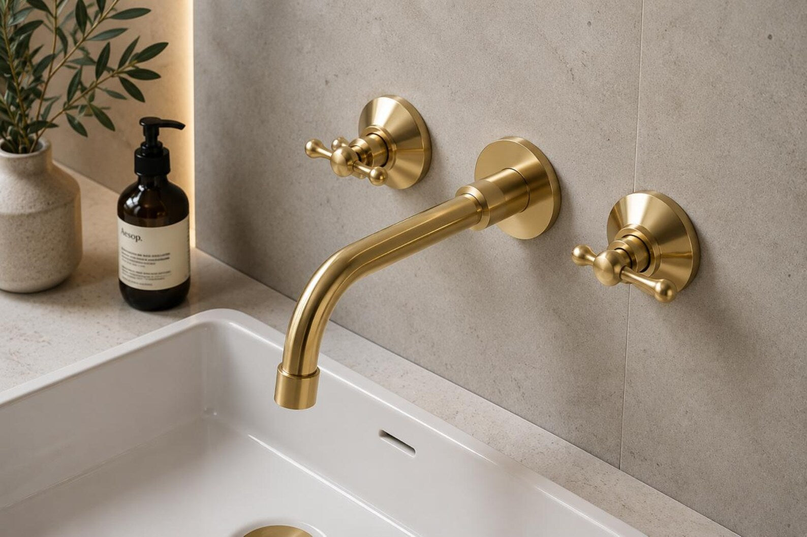 Solid Brass Wall Faucet with Rough In Valve | Bathroom Sink Faucet, Tub Filler