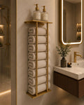 Antique Brass Towel Holder | Unlacquered Brass Towel Bar Rack with Vertical Rods