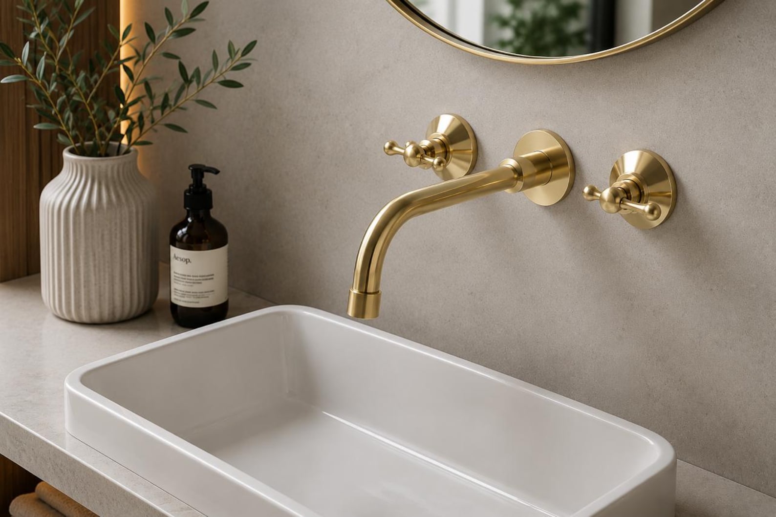 Solid Brass Wall Faucet with Rough In Valve | Bathroom Sink Faucet, Tub Filler
