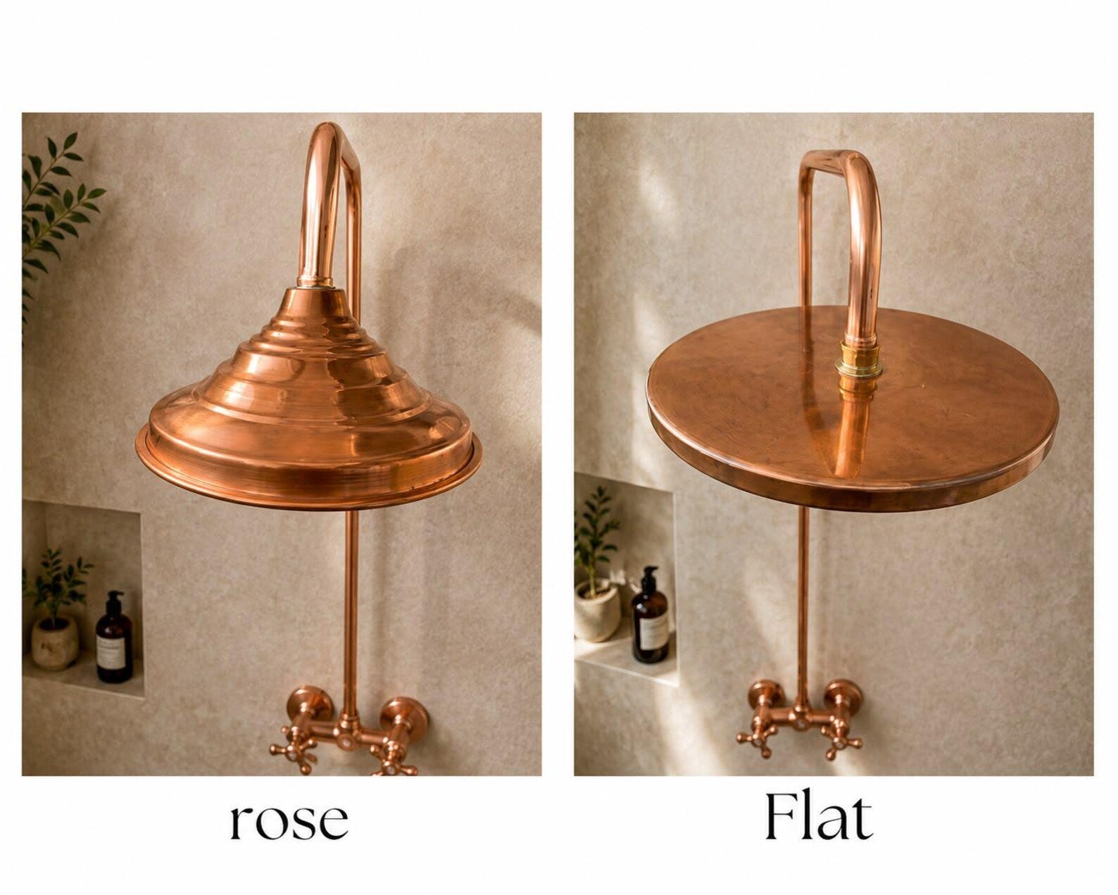 Unlacquered Copper Outdoor Shower System with Copper Showerhead | Handmade Rainfall Shower