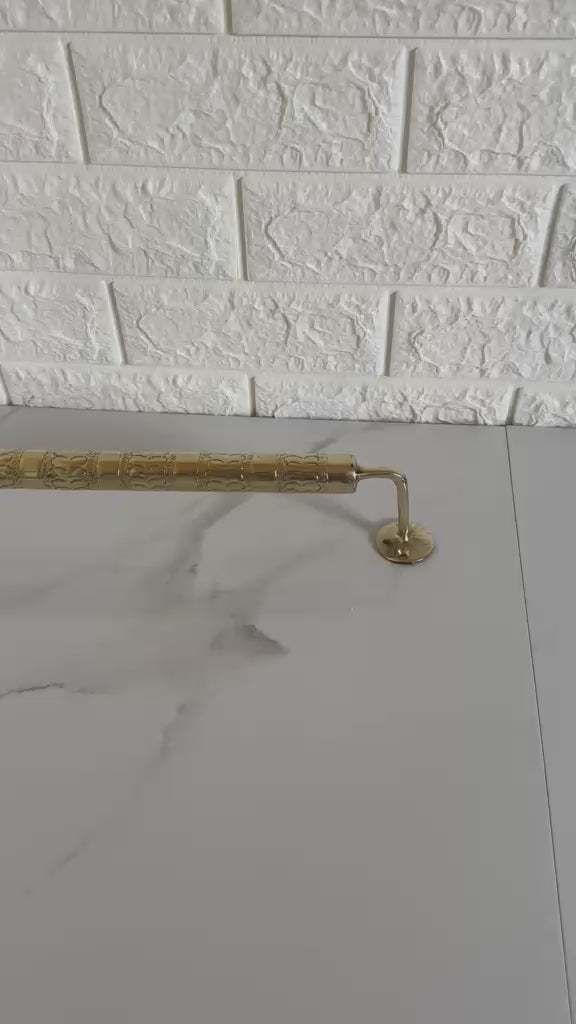 Handmade Moroccan Engraved Brass Towel Bar – Luxury Wall Mounted Bathroom Towel Rack
