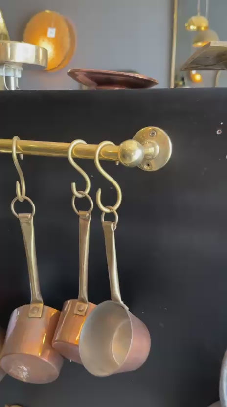 Unlacquered Brass Kitchen Pot Rail with S Hooks – Wall Mounted Pan Rack