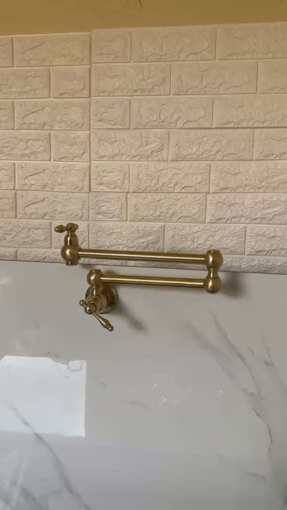 Unlacquered Brass Pot Filler Kitchen Faucet – Wall Mounted Stove Faucet